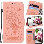 Etui pour motorola edge 50 fusion fleurs roses emboss bicelle flip couverture en cuir pu etui portefeuille ...