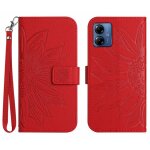 Etui pour motorola moto g14 sangle courte cuir pu de luxe avec porte - fentes pour cartes tournesol gaufr� ...