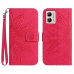 Etui pour motorola moto g53 tournesol gaufr� cuir pu de luxe avec porte - fentes pour cartes etui de ...