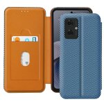 Etui pour motorola moto g55 fibre carbone support vid�o et anti - rfid bleu