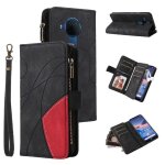 Etui pour nokia 5. 4 avec le support de fente de carte couture bicolore neuf fentes pour cartes style ...