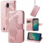 Etui pour nokia c01 plus affaires portefeuille papillon aile multi - couleur - couleur or rose