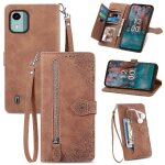 Etui pour nokia c12 fermeture eclair style multi - couleur affaires fente multi - carte portefeuille ...