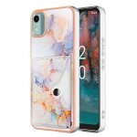 Etui pour nokia c12 marbre fentes pour cartes portefeuille slim pare - chocs en tpu souple - blanc Etui pour nokia c12 marbre fentes pour cartes portefeuille slim pare - chocs en tpu souple - blanc
