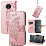 Etui pour nokia c20 portefeuille papillon aile affaires multi - couleur - couleur or rose