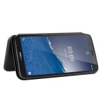 Etui pour nokia c3 protection complte fibre de carbone magntique coque en cuir folio flip avec porte ...