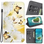 Etui pour nokia c31 portefeuille fermeture magntique fentes pour cartes fleur papillon peinte cuir pu ...