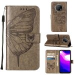 Etui pour nokia g300 gaufrage papillon cuir premium couverture rabotant magn�tique - gris