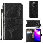 Etui pour nokia g300 gaufrage papillon cuir premium couverture rabotant magn�tique - noir