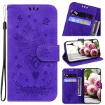Etui pour nokia g42 fleurs roses emboss fentes pour cartes flip couverture en cuir pu bicelle etui portefeuill ...
