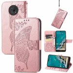 Etui pour nokia g50 papillon portefeuille multi - couleur aile affaires - couleur or rose