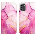 Etui pour nokia g60 5g portefeuille motif de marbre bicelle cuir pu - rose rouge