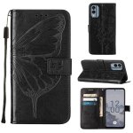 Etui pour nokia x30 5g gaufrage papillon magn�tique cuir premium couverture rabotant - noir