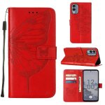 Etui pour nokia x30 5g gaufrage papillon magn�tique cuir premium couverture rabotant - rouge
