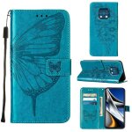Etui pour nokia xr20 couverture rabotant cuir premium magn�tique gaufrage papillon - bleu