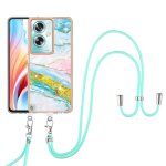 Etui pour oppo a2 5g pare - chocs anti - scratch doux lani�re a corps crois� marbre - blanc vert