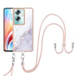 Etui pour oppo a79 5g lani�re a corps crois� marbre pare - chocs anti - scratch doux - blanc