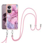 Etui pour oppo reno 10 pro 5g couverture pare - chocs en tpu souple marbre lani�re a bandage d�tachable ...