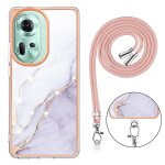 Etui pour oppo reno 11 5g lani�re a corps crois� marbre anti - scratch doux pare - chocs - blanc
