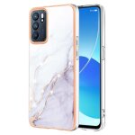 Etui pour oppo reno 6 5g motif de marbre pare - chocs doux protection slim tpu - blanc