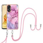 Etui pour oppo reno 8t 4g marbre lani�re a bandage d�tachable couverture pare - chocs en tpu souple - ...