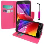 Etui portefeuille pour asus zenfone 2 ze500cl / zenfone 2e z00d support video cuir pu effet tissu - rose ...