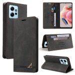 Etui portefeuille cuir noir pour xiaomi redmi note 12 4g, fermeture magn�tique