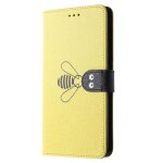 Etui portefeuille en cuir pour samsung jaune, porte - cartes pour t�l�phone portable, epaisseur raisonnable, ...