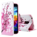 Etui type portefeuille fleurs roses pour galaxy s5 - mini rabat lat�ral articul� f
