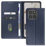 Etui portefeuille pour honor 400 smart chesterfield grain� avec fonction stand bleu nuit