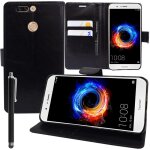 Etui portefeuille pour huawei honor 8 pro 5. 7 support video cuir pu - noir + stylet Etui portefeuille pour huawei honor 8 pro 5. 7 support video cuir pu - noir + stylet