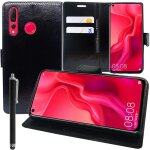 Etui portefeuille pour huawei nova 4 6. 4  support video cuir pu - noir + stylet
