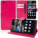 Etui portefeuille pour huawei p8 support video cuir pu - rose