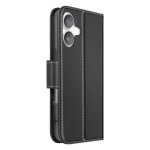 Etui portefeuille pour iphone 16 en cuir premium avec fonction stand noir