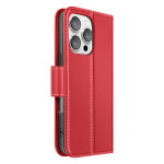 Etui portefeuille pour iphone 16 pro en cuir premium avec fonction stand rouge