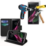 Etui portefeuille pour lg zero 5. 0 / lg class / f620s / h650e support video cuir pu effet tissu - noir ...