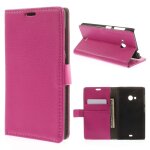 Etui type portefeuille pour microsoft lumia 535 coloris fushia grain rabat lat