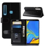 Etui portefeuille noir galaxy a9 2018 rabat lat�ral articul� fonction