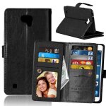 Etui type portefeuille noir pour lg xcam avec rabat lat�ral articul� fonction