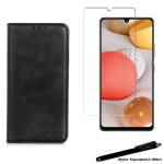 Etui portefeuille noir pour samsung galaxy a12 housse a fermeture magntique et verre tremp 2, 5d avec ...