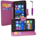 Etui portefeuille pour nokia lumia 735 4. 7  support video cuir pu effet tissu - violet + mini stylet ...