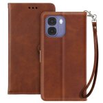 Etui portefeuille pour oppo a6x avec dragonne et fonction support vid�o marron