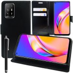 Etui portefeuille pour oppo a94 5g 6. 43  support video cuir pu - noir + stylet