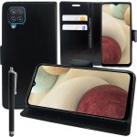 Etui portefeuille pour samsung galaxy a12 6. 5  support video cuir pu - noir + stylet