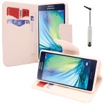 Etui portefeuille pour samsung galaxy a7 5. 5 support video cuir pu - blanc + mini stylet Etui portefeuille pour samsung galaxy a7 5. 5 support video cuir pu - blanc + mini stylet