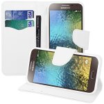 Etui portefeuille pour samsung galaxy e5 5. 0 support video cuir pu effet tissu - blanc Etui portefeuille pour samsung galaxy e5 5. 0 support video cuir pu effet tissu - blanc