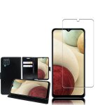 Etui portefeuille pour samsung galaxy m12 6. 5  support video cuir pu - noir + 1 film verre tremp - ...