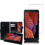 Etui portefeuille pour samsung galaxy xcover 5 5. 3  support video cuir pu - noir + 1 film verre tremp� ...