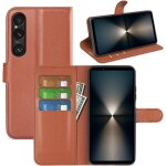 Etui portefeuille sony xperia 1 vii 6, 5  - housse flip cuir pu marron avec support kickstand, fermeture ...