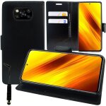 Etui portefeuille pour xiaomi poco x3 nfc / poco x3 6. 67  support video cuir pu - noir + mini stylet ...